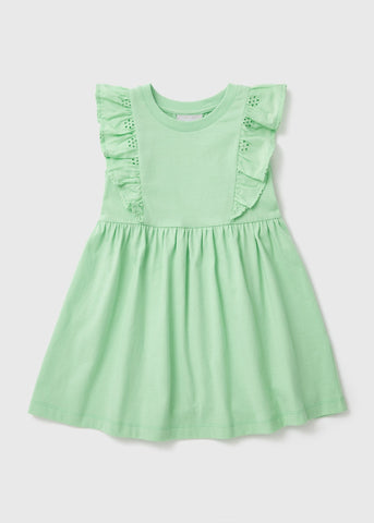 Schiffly Trim Dress Green C101412