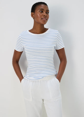 White & Blue Stripe T-Shirt  F466264