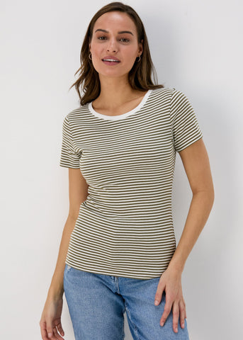Khaki Stripe Perfect T-Shirt  F466265