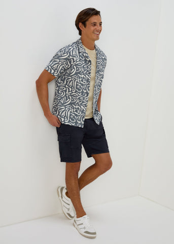 Navy Knitted Cargo Shorts  M212568