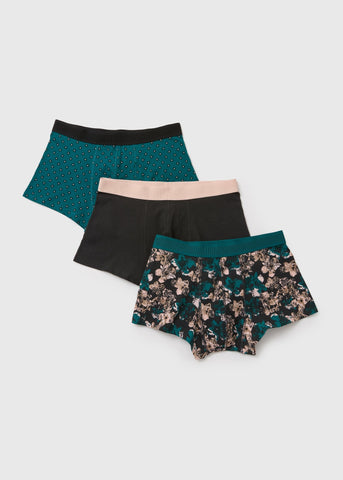 3 Pack Teal Abstract Hipster Boxers  M212606
