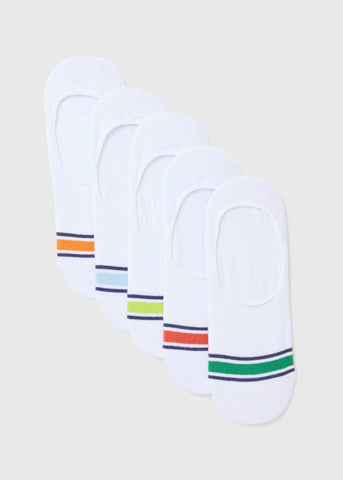 5 Pack White Invisible Design Socks  M212788