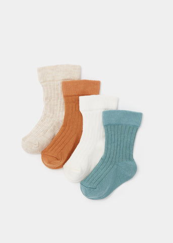 4 Pack Ribbed Baby Socks (Newborn-23mths)  C136057
