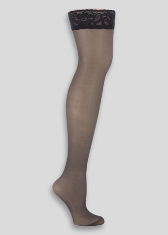 Black 10 Denier Gloss Lace Hold-Ups  F473963