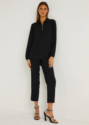 Et Vous Black Straight Fit Trousers (Short)  F513492