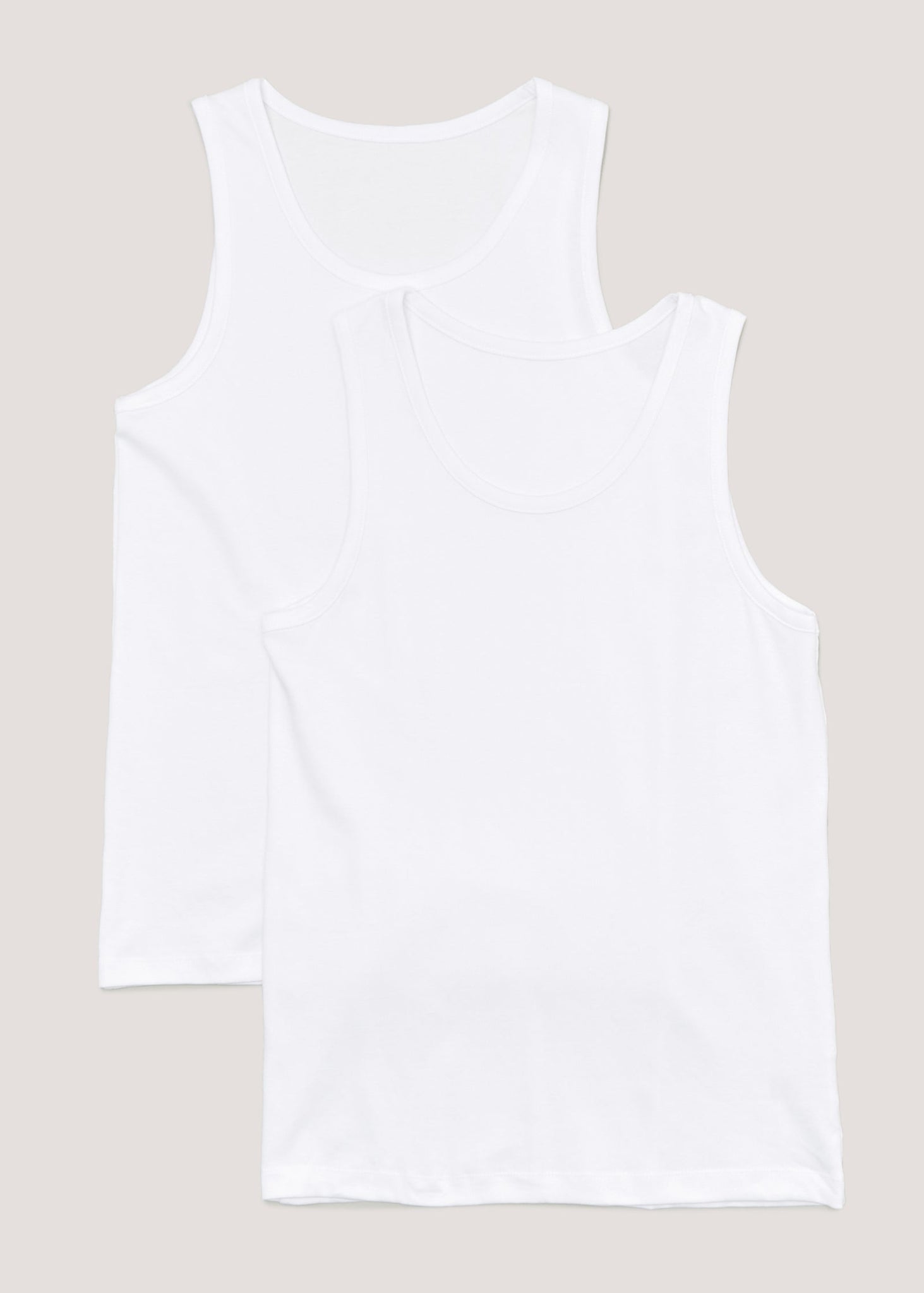 2 Pack White Cotton Vests  M213004