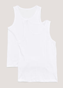 2 Pack White Cotton Vests  M213004