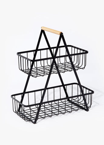 Black Wire Two Tier Storage Basket (30cm x 28cm) M484695