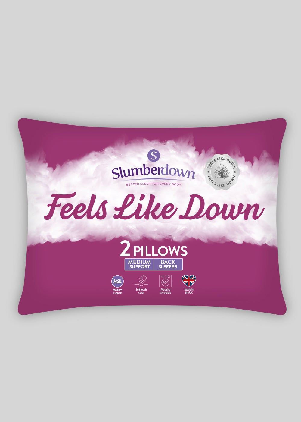 Slumberdown Feels Like Down Pillow Pair White M234497