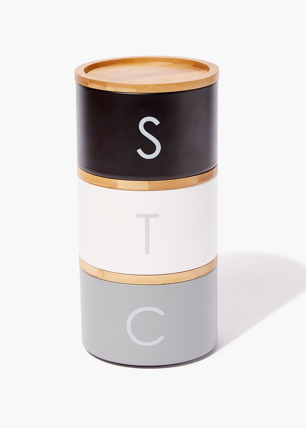 Metal Tea Coffee & Sugar Stackable Canisters Multi M484674