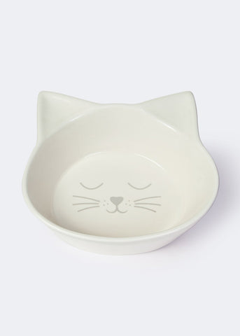 White Cat Face Ceramic Pet Bowl (21cm x 5cm) M494002