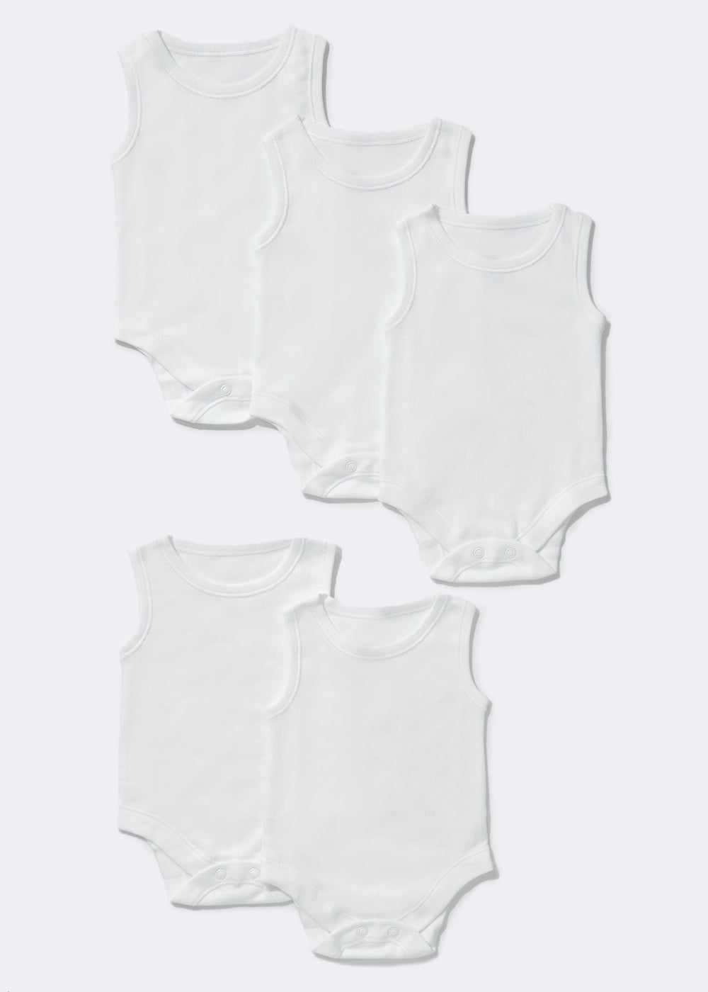 Baby 5 Pack White Sleeveless Bodysuits (Newborn-23mths)  C136269