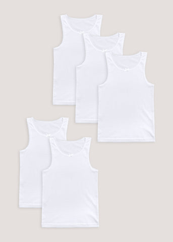 Girls 5 Pack White Vests (2-11yrs) G370497