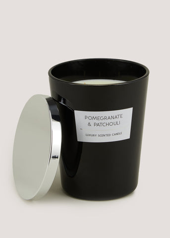 Pomegranate & Patchouli Luxury Scented Candle (16cm x 14cm) Black M698229