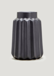 Black Ribbed Ceramic Vase (14cm x 14cm x 20cm) M698158