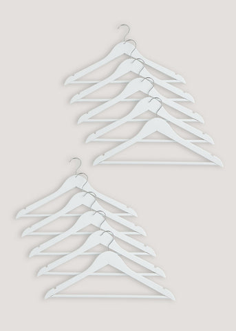 10 Pack White Wooden Hangers (22.5cm x 44.5cm) M484640