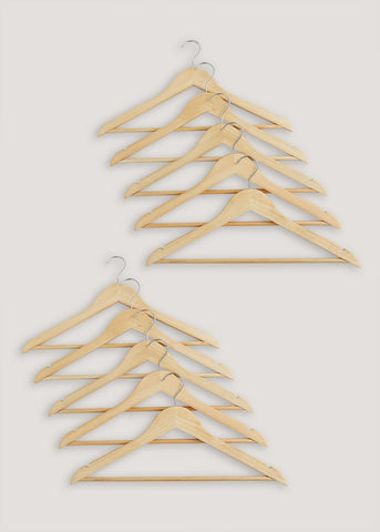 10 Pack Natural Wooden Hangers (22.5cm x 44.5cm) M484641