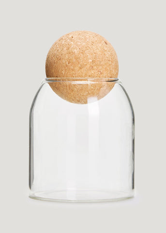 Glass Canister With Round Cork Lid (14cm x 9cm) Clear M484658