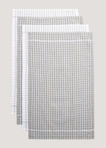 4 Pack Grey Check Terry Tea Towels M484037