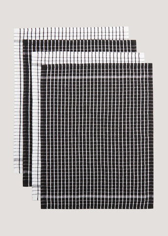 4 Pack Black Check Terry Tea Towels M484038