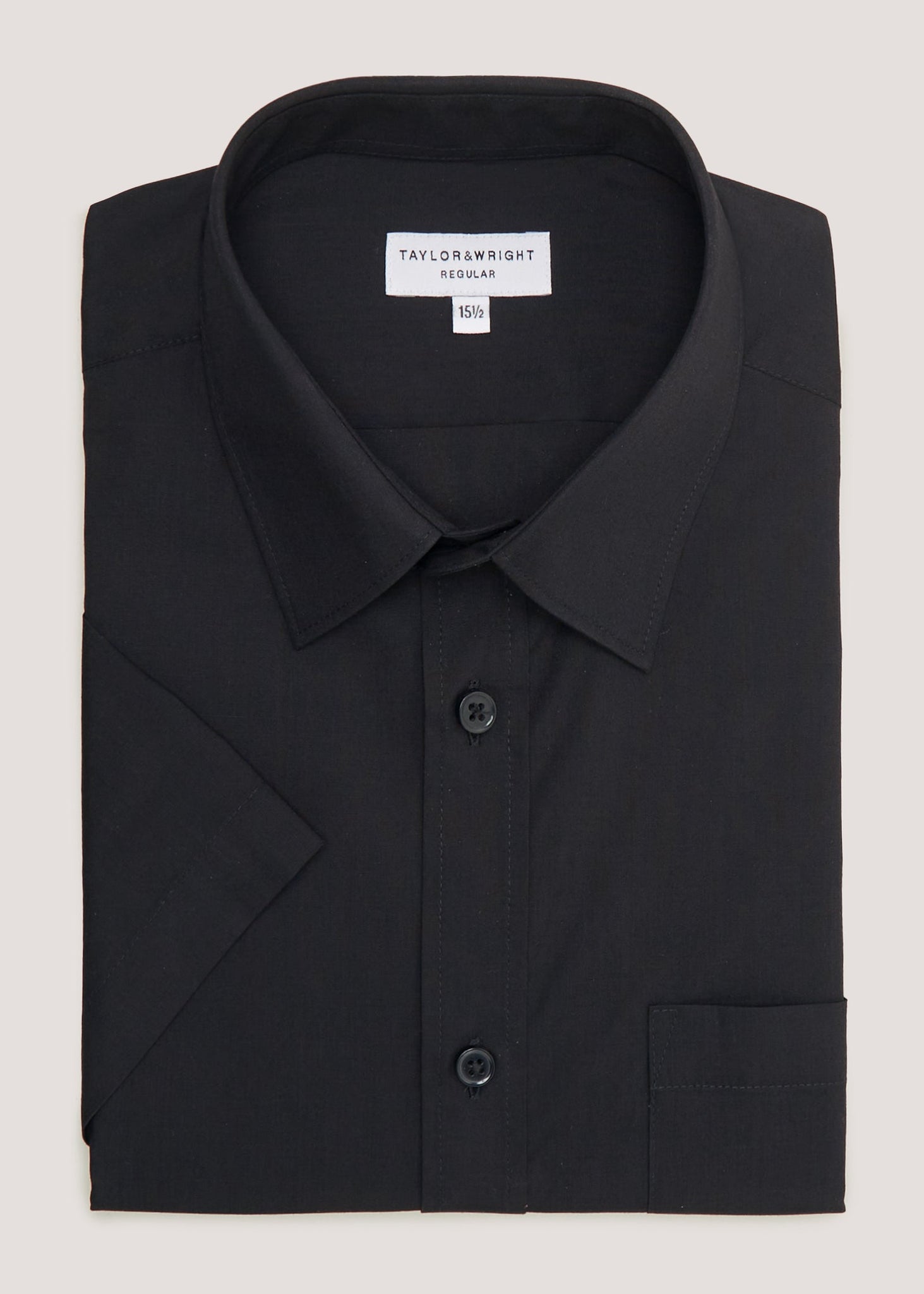 Taylor & Wright Black Easy Care Short Sleeve Shirt M437687