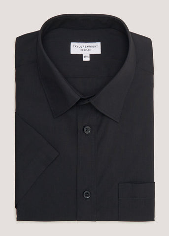 Taylor & Wright Black Easy Care Short Sleeve Shirt M437687