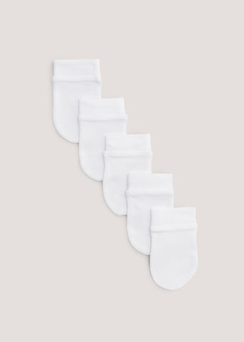 Baby 5 Pack White Scratch Mitts  C136272