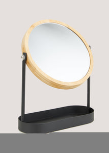 Black Metal & Bamboo Mirror (19cm x 25cm x 8cm) M814746
