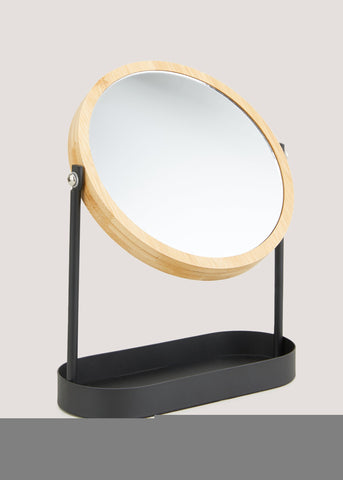 Black Metal & Bamboo Mirror (19cm x 25cm x 8cm) M814746