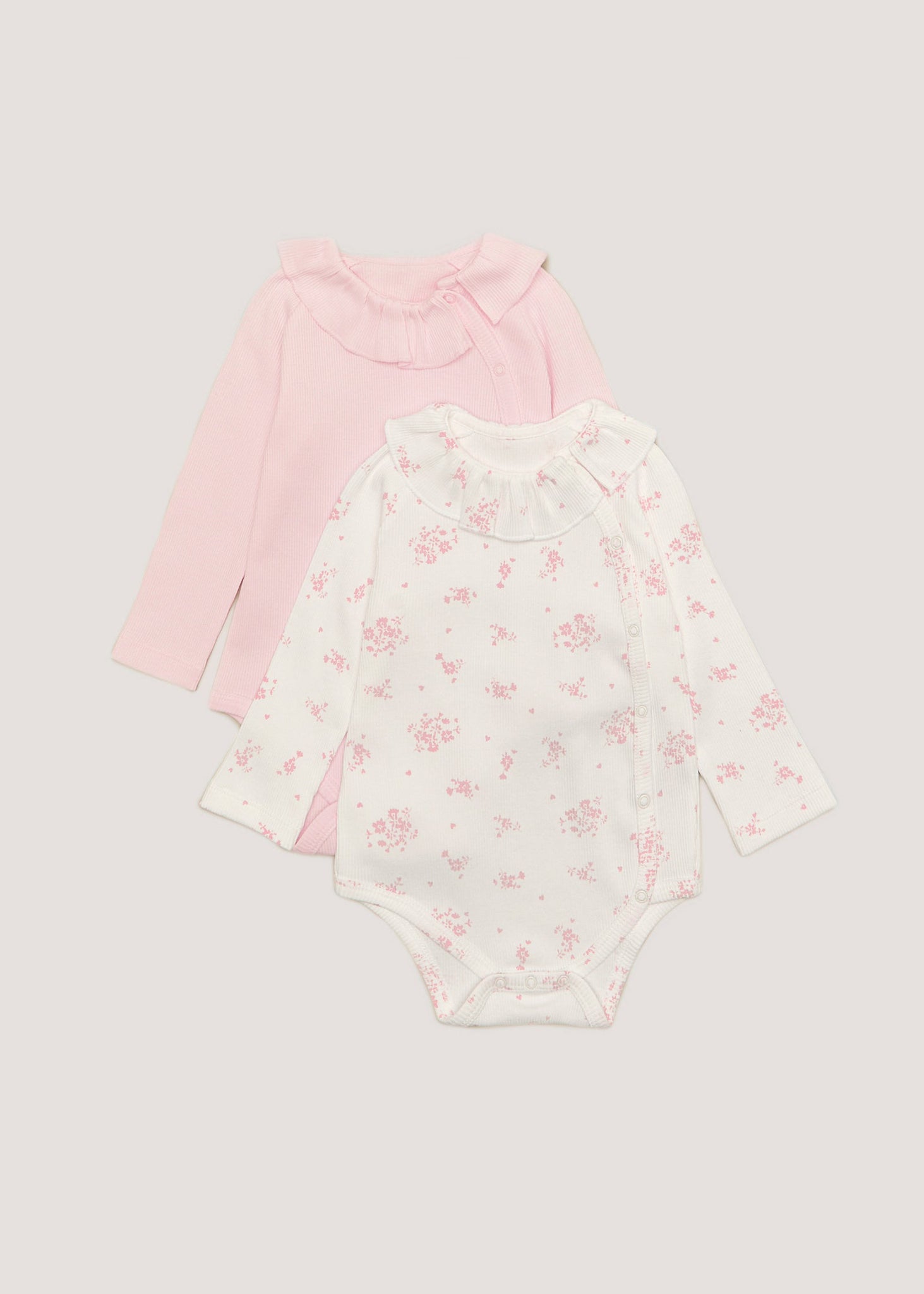 Baby 2 Pack Frill Bodysuits (Tiny Baby-18mths)  C135780