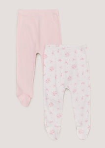 Baby 2 Pack Pink Ribbed Leggings (Tiny Baby-18mths)  C135781