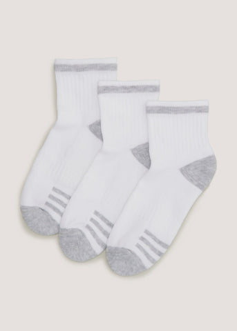 Boys 3 Pack White Sports Socks (Younger 6-Older 6.5)  B300349