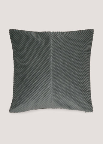 Dark Grey Pleated Velvet Cushion M493643