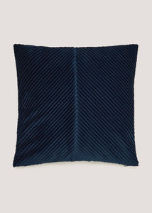 Navy Pleated Velvet Cushion (50cm x 50cm) M493645