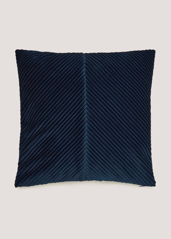 Navy Pleated Velvet Cushion (50cm x 50cm) M493645