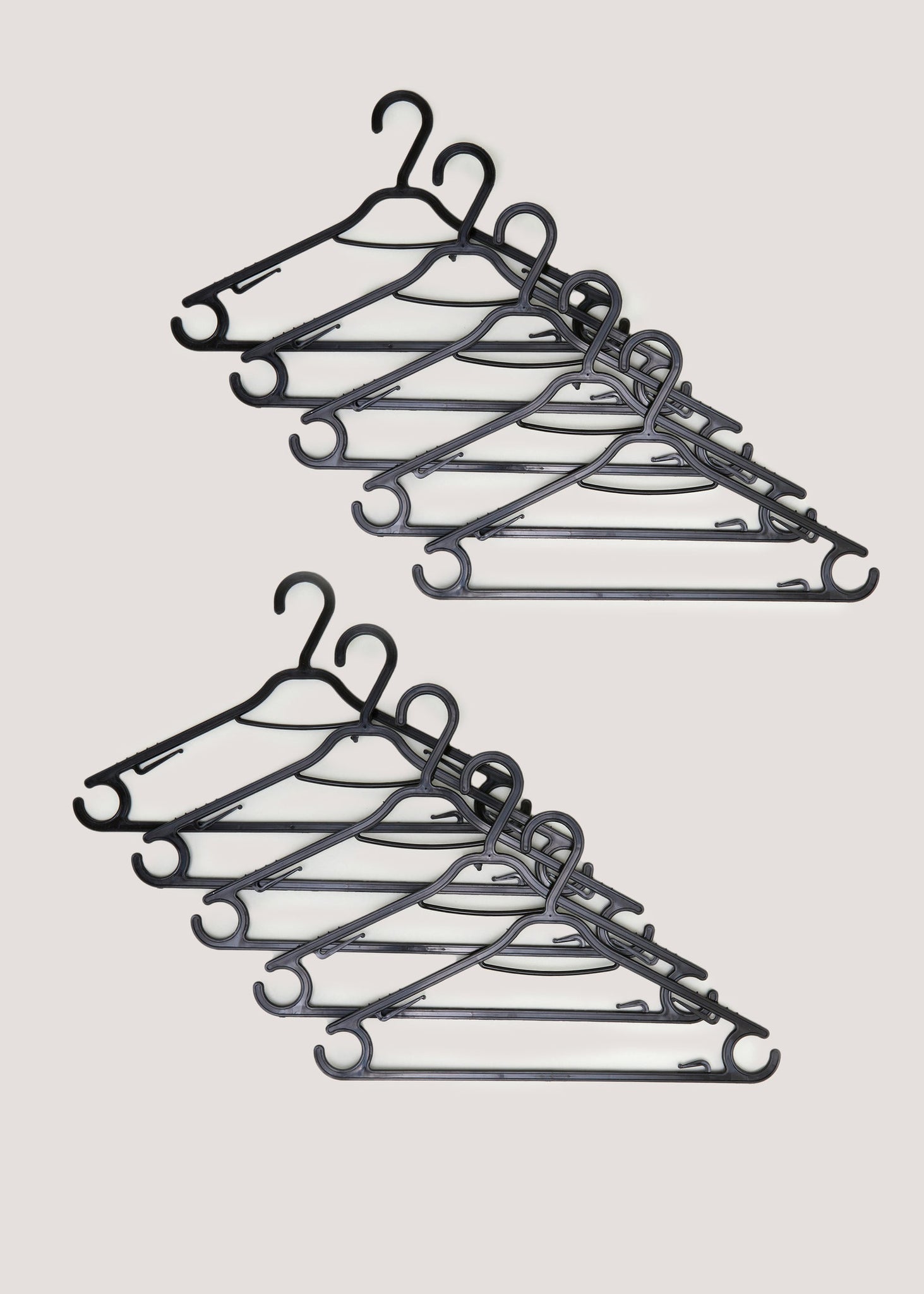 10 Pack Black Plastic Hangers (37cm x 21cm) M484257