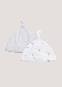 2 Pack White & Grey Safari Animal Baby Hats (Newborn-6mths)  C135811