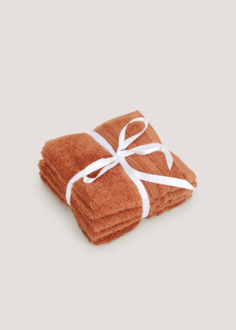 4 Pack Orange 100% Egyptian Cotton Face Cloths M173605
