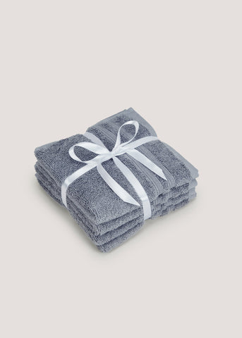 4 Pack Blue 100% Egyptian Cotton Face Cloths M173606