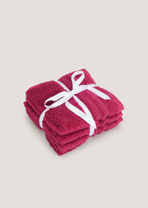 4 Pack Fuchsia Pink 100% Egyptian Cotton Face Cloths M170805