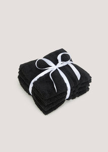 4 Pack Black 100% Egyptian Cotton Face Cloths M173610