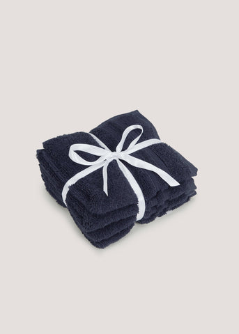 4 Pack Navy 100% Egyptian Cotton Face Cloths M173611