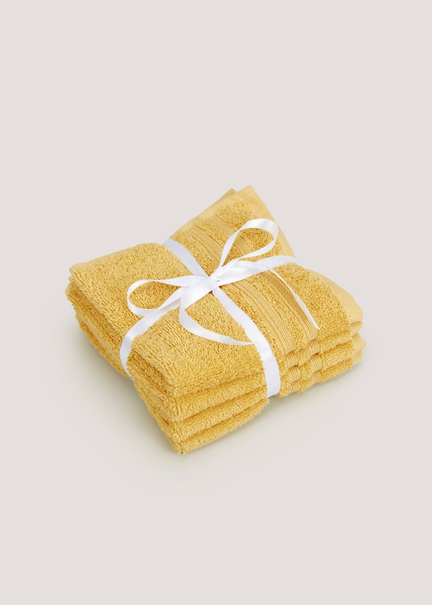 4 Pack Yellow 100% Egyptian Cotton Face Cloths M173613