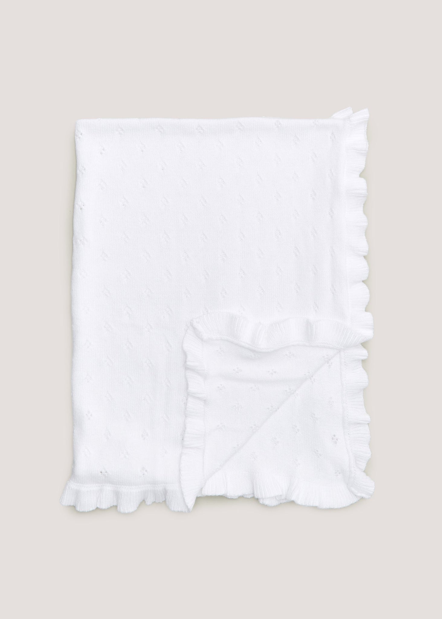 White Frill Edge Baby Blanket (90cm x 70cm)  C135895 C135895