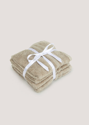 4 Pack Biscuit 100% Egyptian Cotton Face Cloths Natural M173600