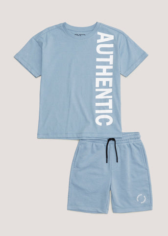 Boys Blue T-Shirt & Shorts Set (4-13yrs)  B070539
