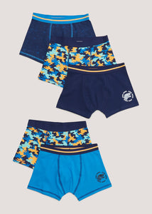 Boys 5 Pack Blue Trunks (4-13yrs)  B290260