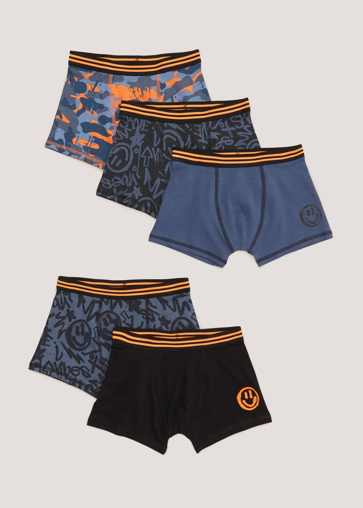 Boys 5 Pack Graffiti Trunks (4-13yrs)  B290253