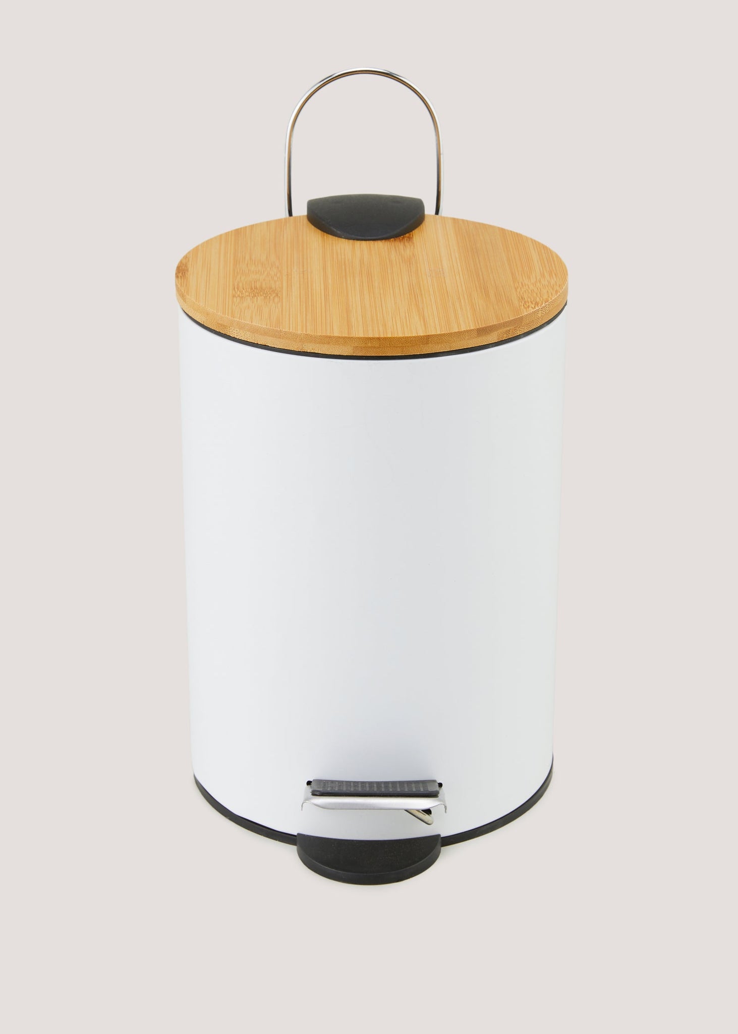 White Metal & Bamboo Bin (23cm x 17cm x 17cm) M814763