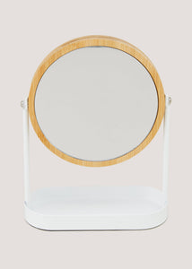 White Metal & Bamboo Mirror (25cm x 19cm x 8cm) M814747